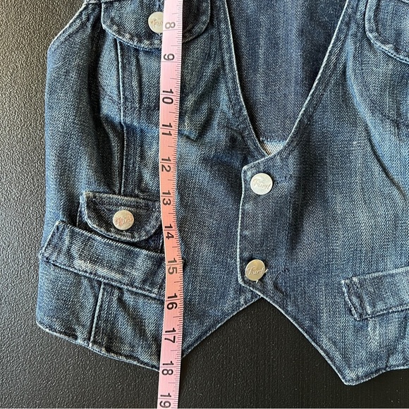 Vintage Y2K Furst Premium Denim Vest Button Front-Size 4 Utility Cargo Style - Picture 13 of 14